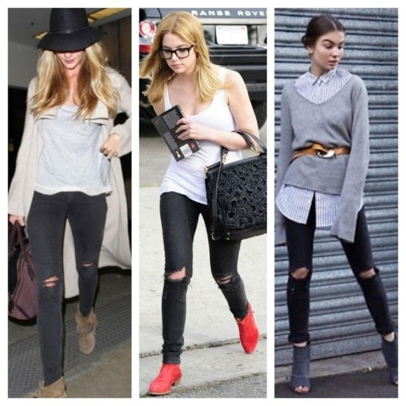 RAG & BONE 26 Skinny Rock Holes Busted Knee Jeans - Picture 2 of 8